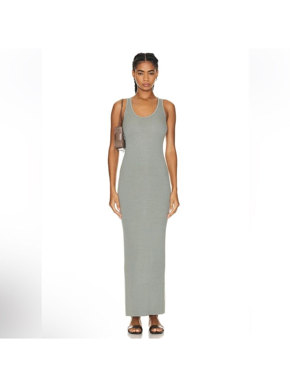 NEW Enza Costa Stretch Silk Knit Maxi Tank Dress Alpine Frost Size XS